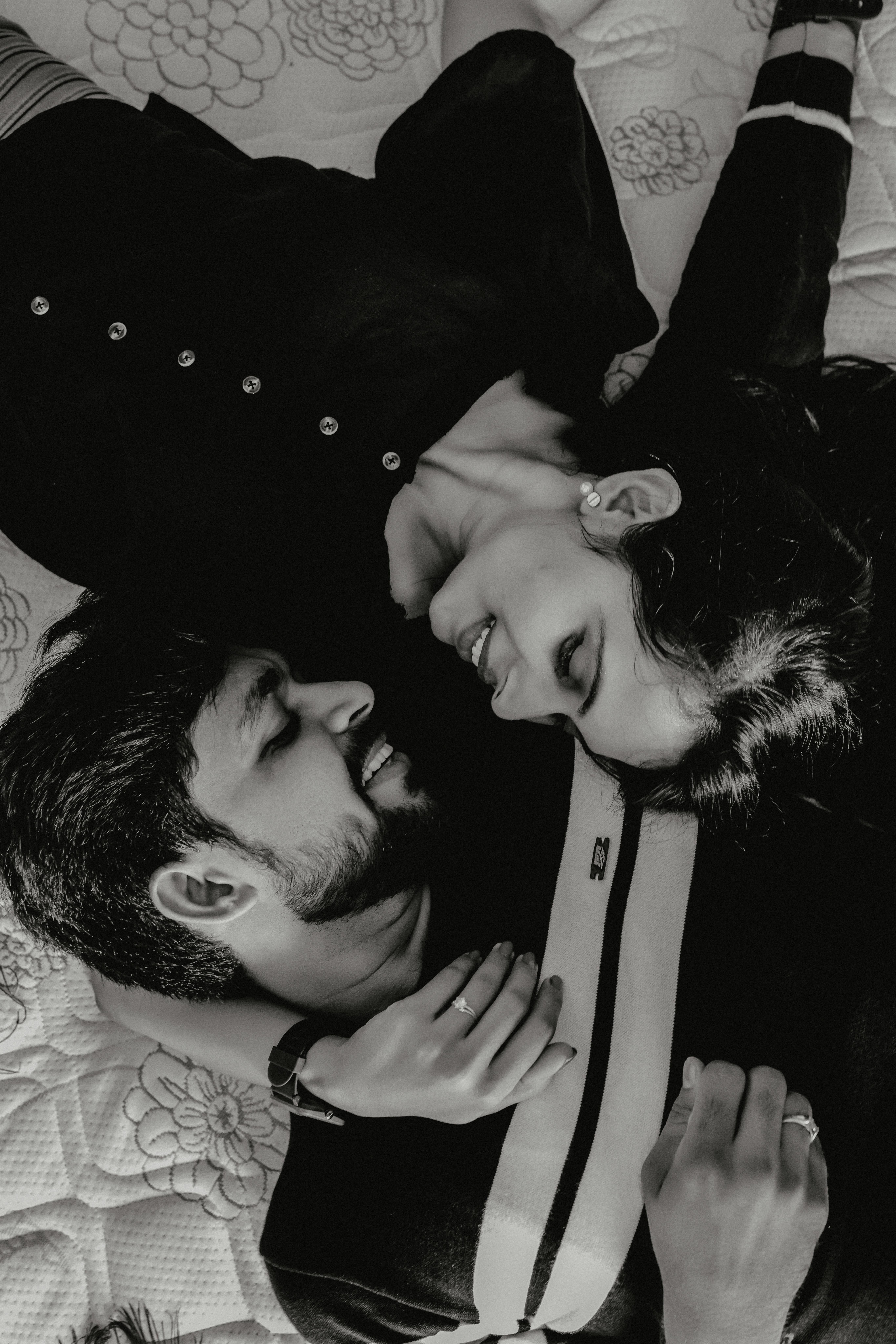 anuradha panda add photo couple in bed black and white