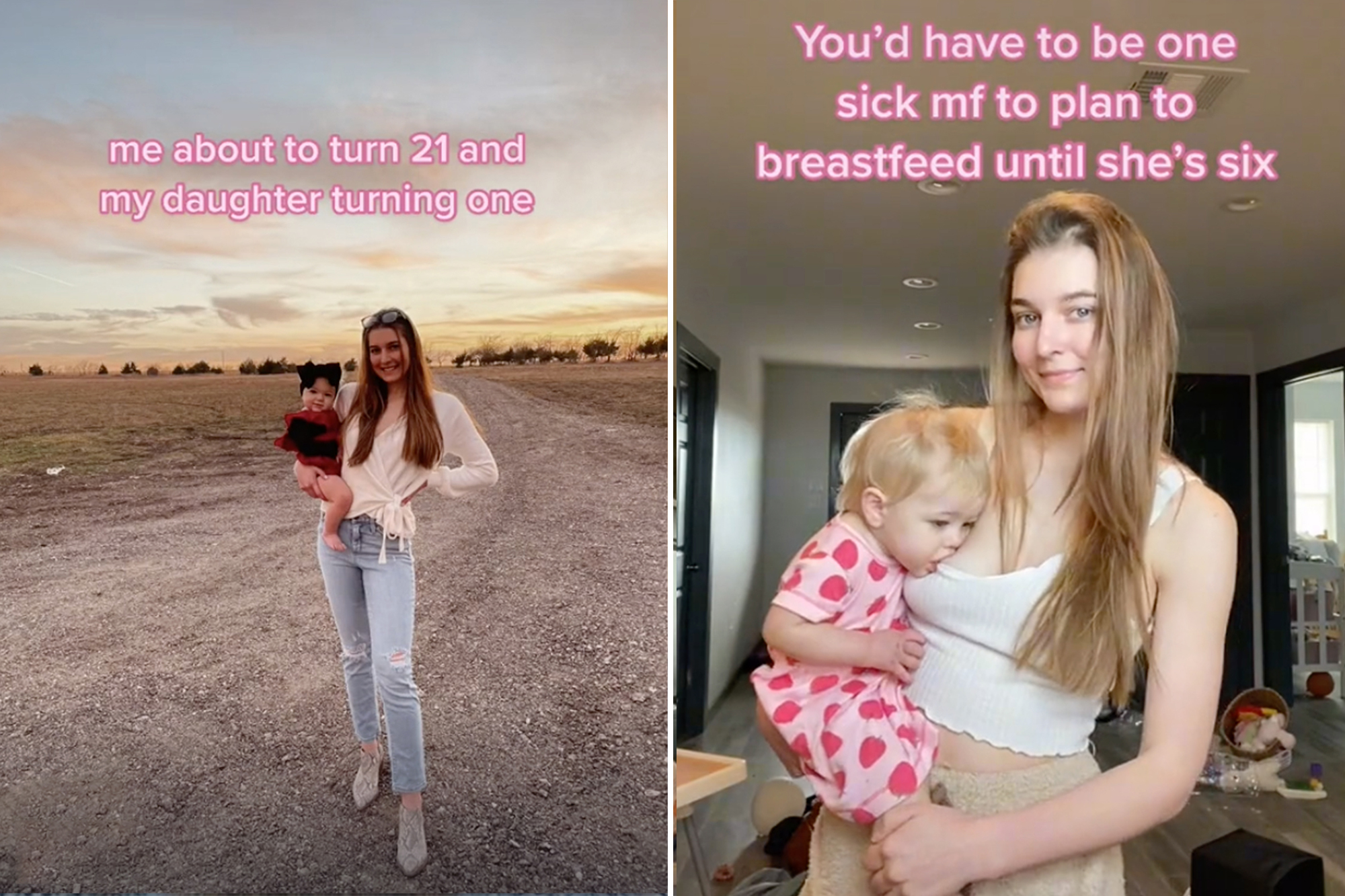 mother breast feeding teen daughter