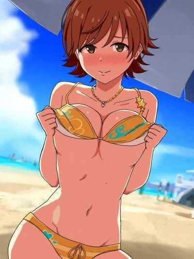 boobs on the beach hentai