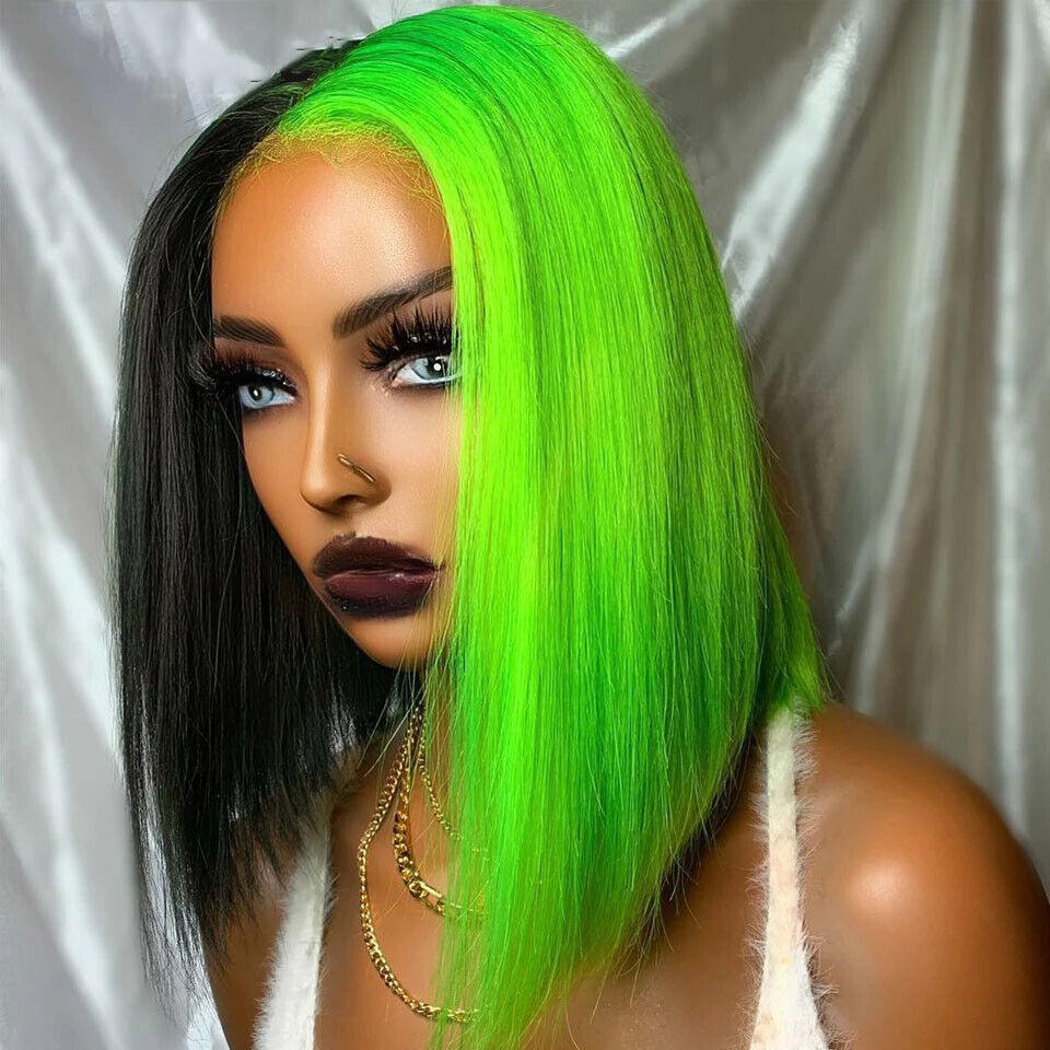 aida yap recommends half black half neon green hair pic