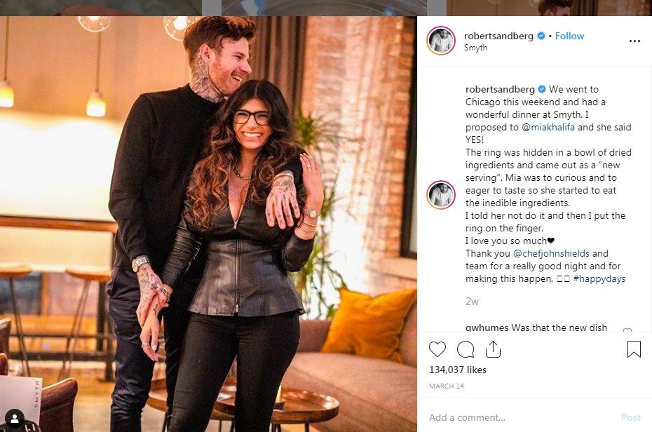 mia khalifa engagement instagram