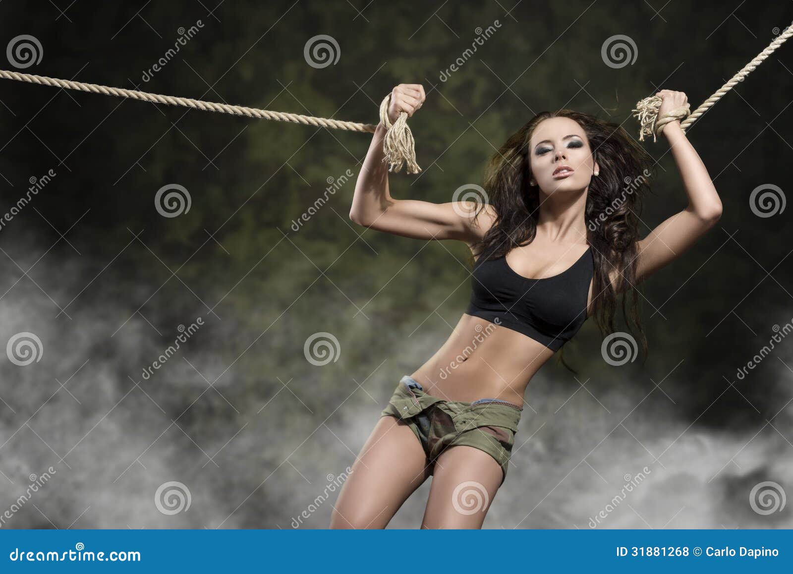 girls tied with ropes