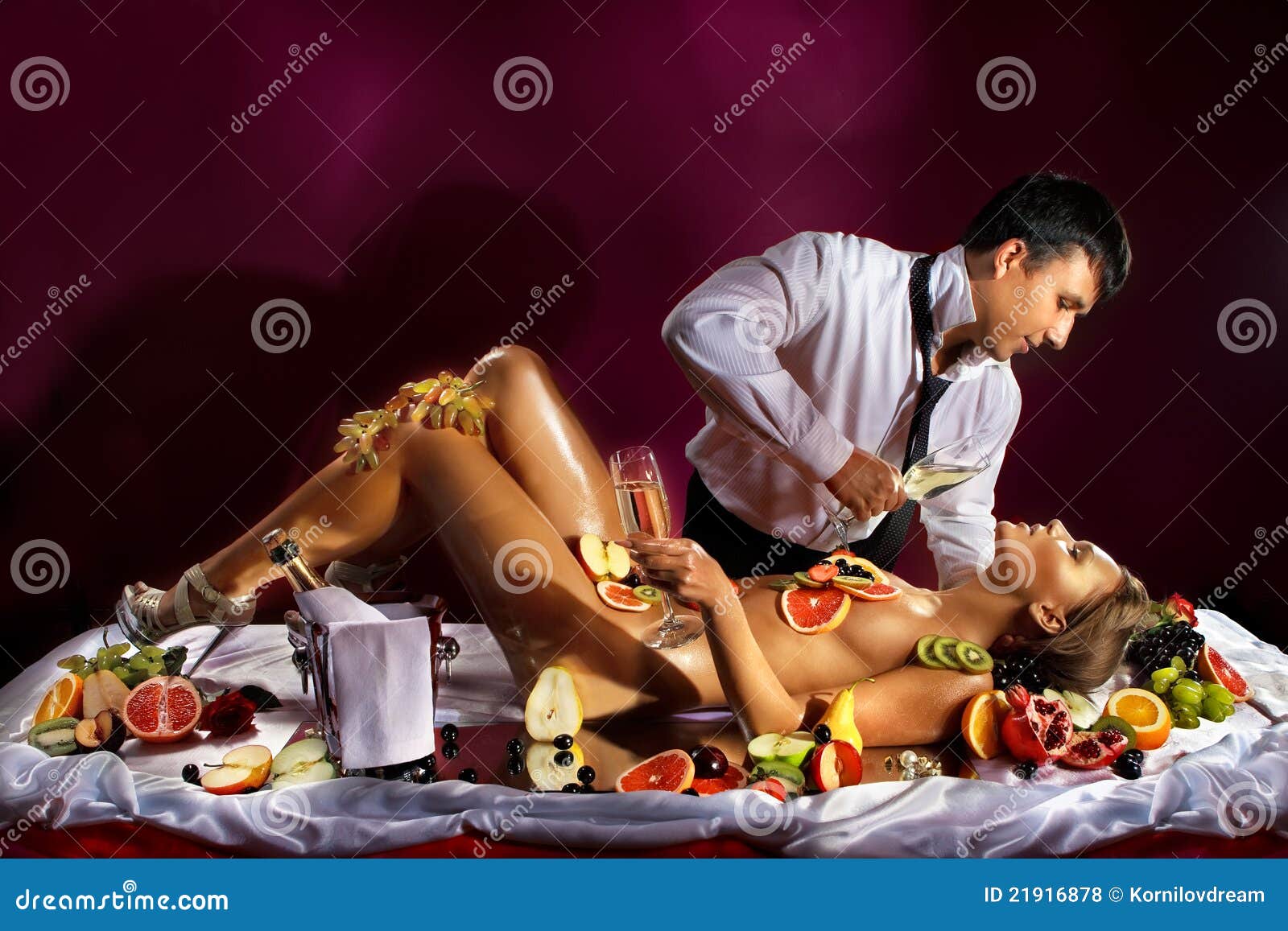 naked women with food