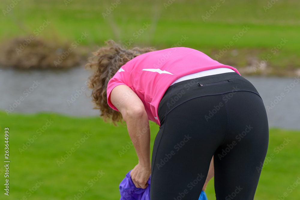 female bending over