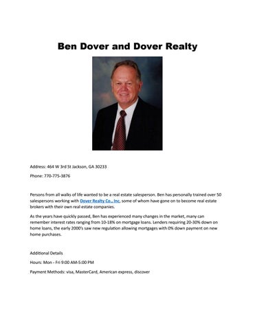 daniel capulong recommends Ben Dover Real Estate