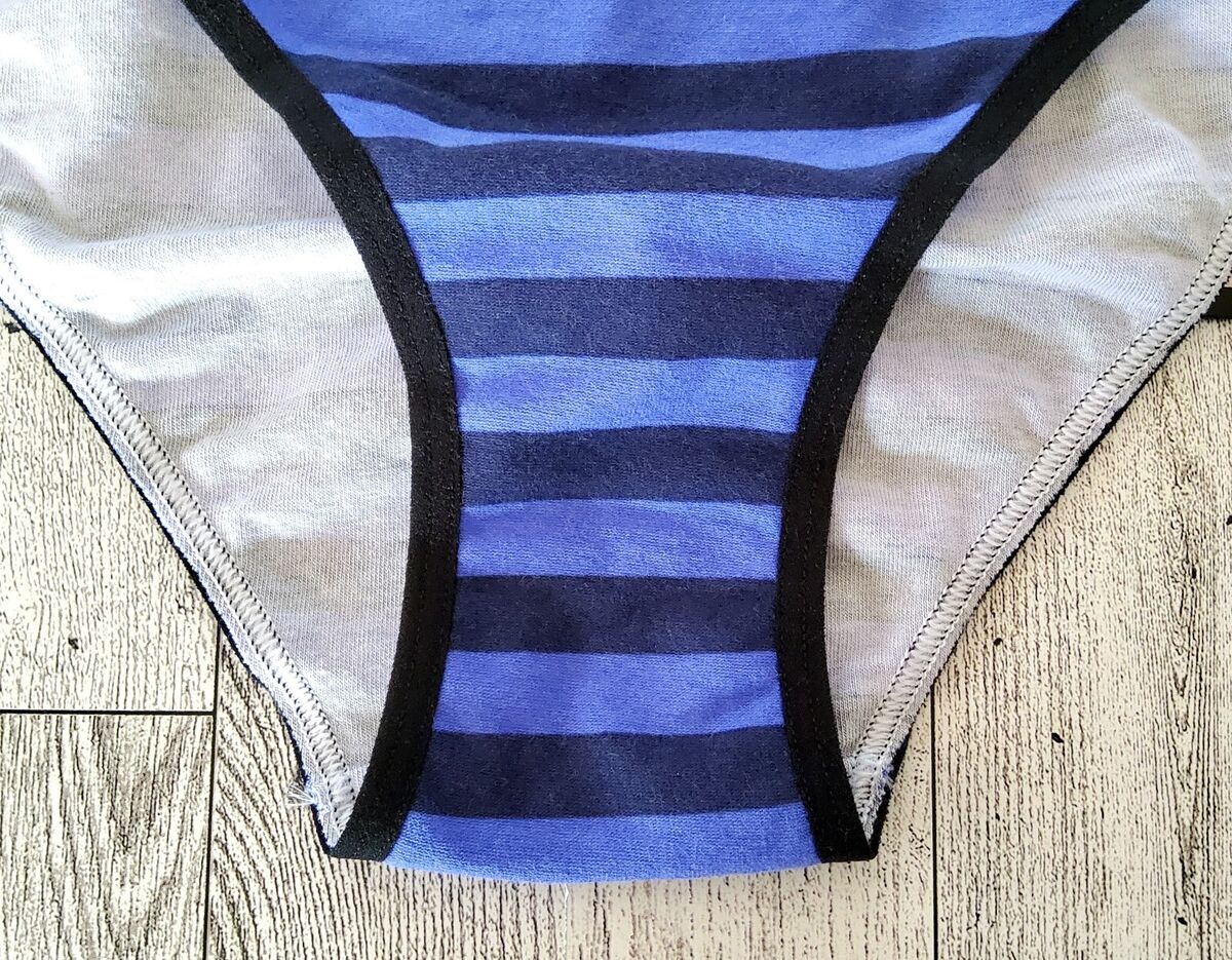 blue and white striped panties