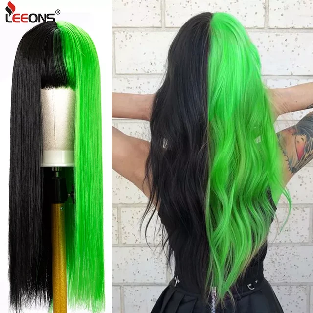 anthony penaloza add photo half black half neon green hair