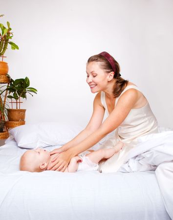 mom gets massage from son
