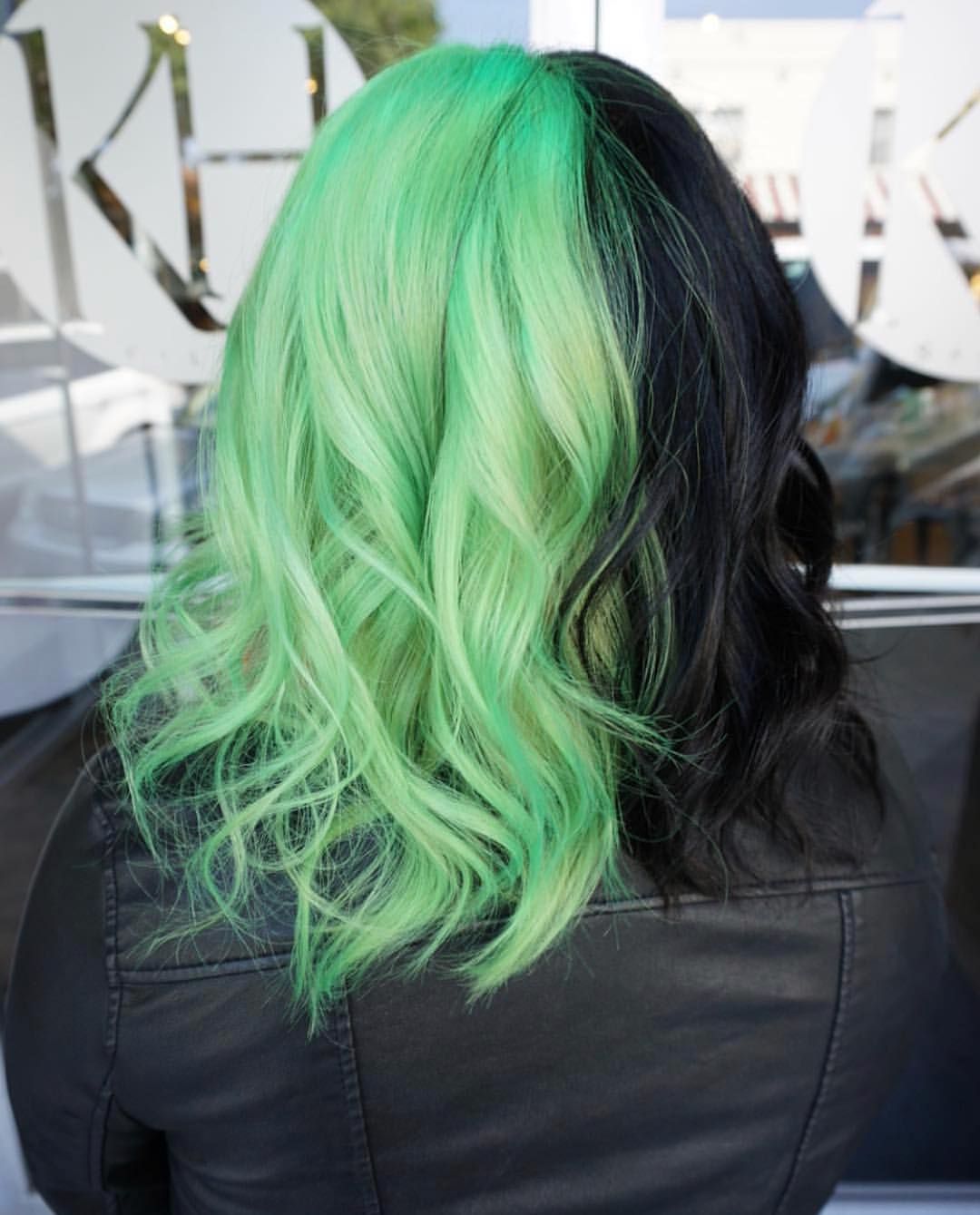 betsy riddell recommends half black half neon green hair pic