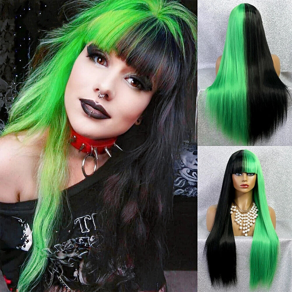 dale chia add half black half neon green hair photo