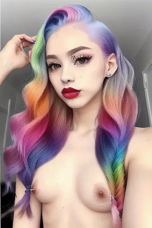 brian laurin recommends Nude Girl Rainbow Hair