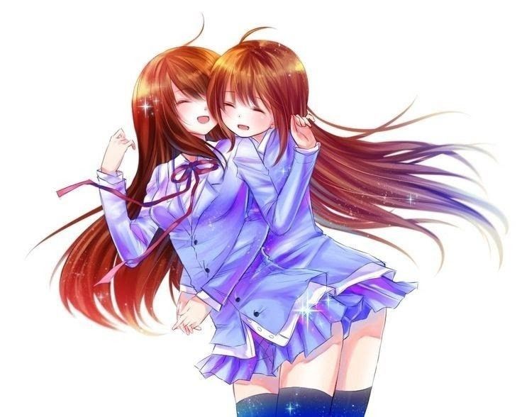 Best of Two anime girls hugging